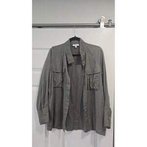 Habitual Utility‎ Button Up Shirt Olive Green Long Sleeve Pockets Size Medium